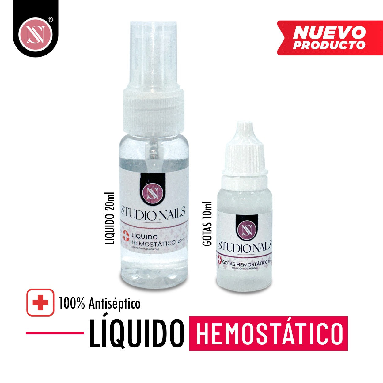 STUDIO NAILS | Líquido Hemostático para Uñas 100% Antiséptico – Control de Sangrado Profesional para Manicure y Pedicure