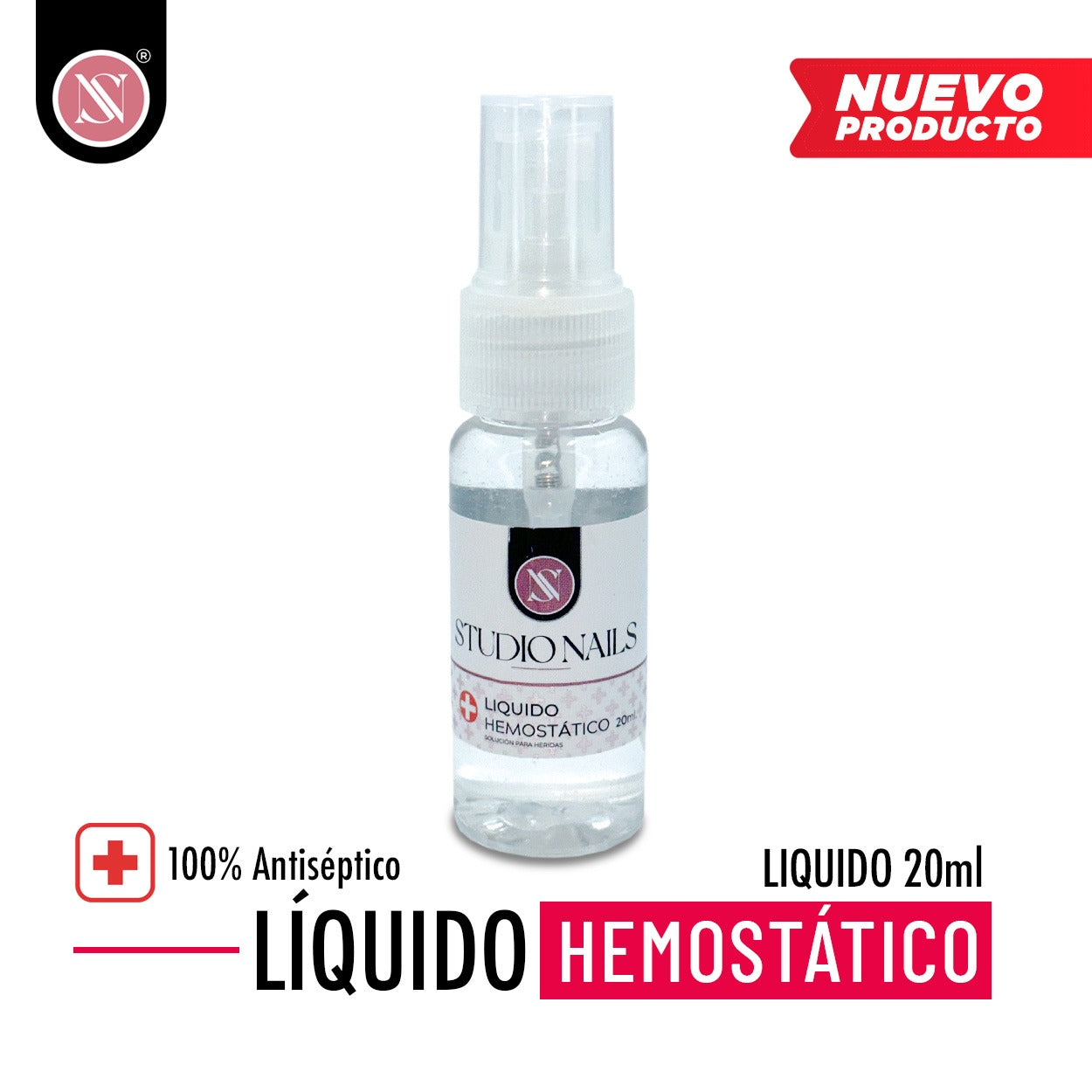 STUDIO NAILS | Líquido Hemostático para Uñas 100% Antiséptico – Control de Sangrado Profesional para Manicure y Pedicure