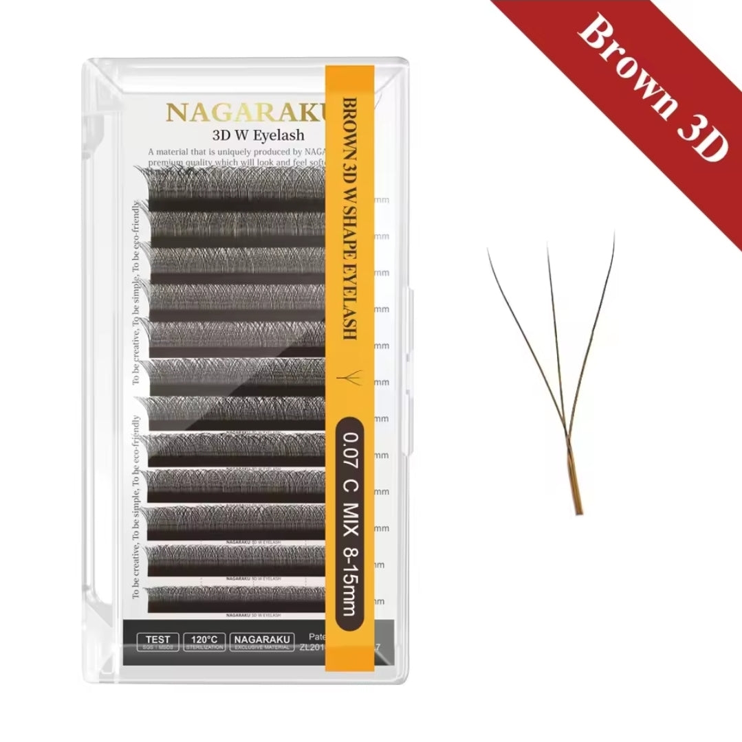 Nagaraku 3D/4D/5D Dark Brown o Brown (Cafe) Fibras tecnológicas 0.07mm 8-15 mix (extensiones)