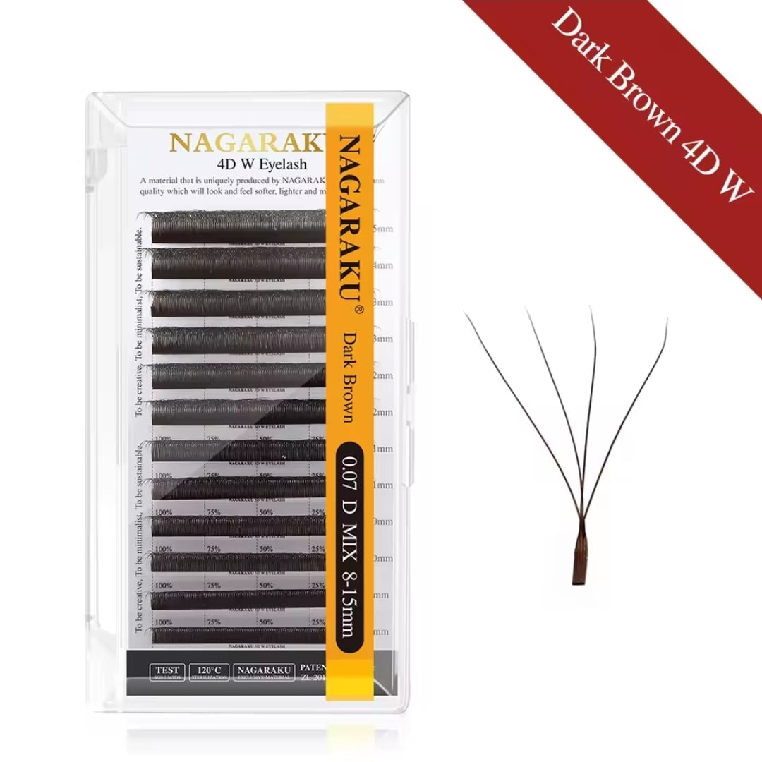 Nagaraku 3D/4D/5D Dark Brown o Brown (Cafe) Fibras tecnológicas 0.07mm 8-15 mix (extensiones)