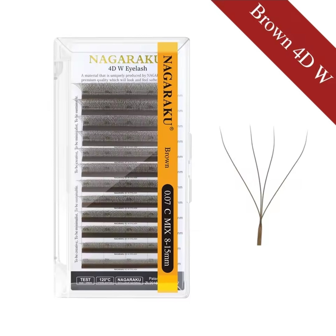 Nagaraku 3D/4D/5D Dark Brown o Brown (Cafe) Fibras tecnológicas 0.07mm 8-15 mix (extensiones)