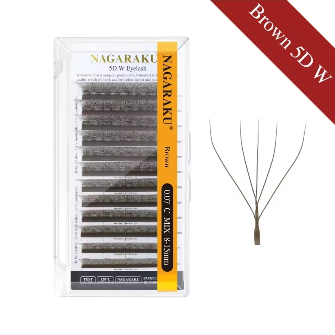 Nagaraku 3D/4D/5D Dark Brown o Brown (Cafe) Fibras tecnológicas 0.07mm 8-15 mix (extensiones)