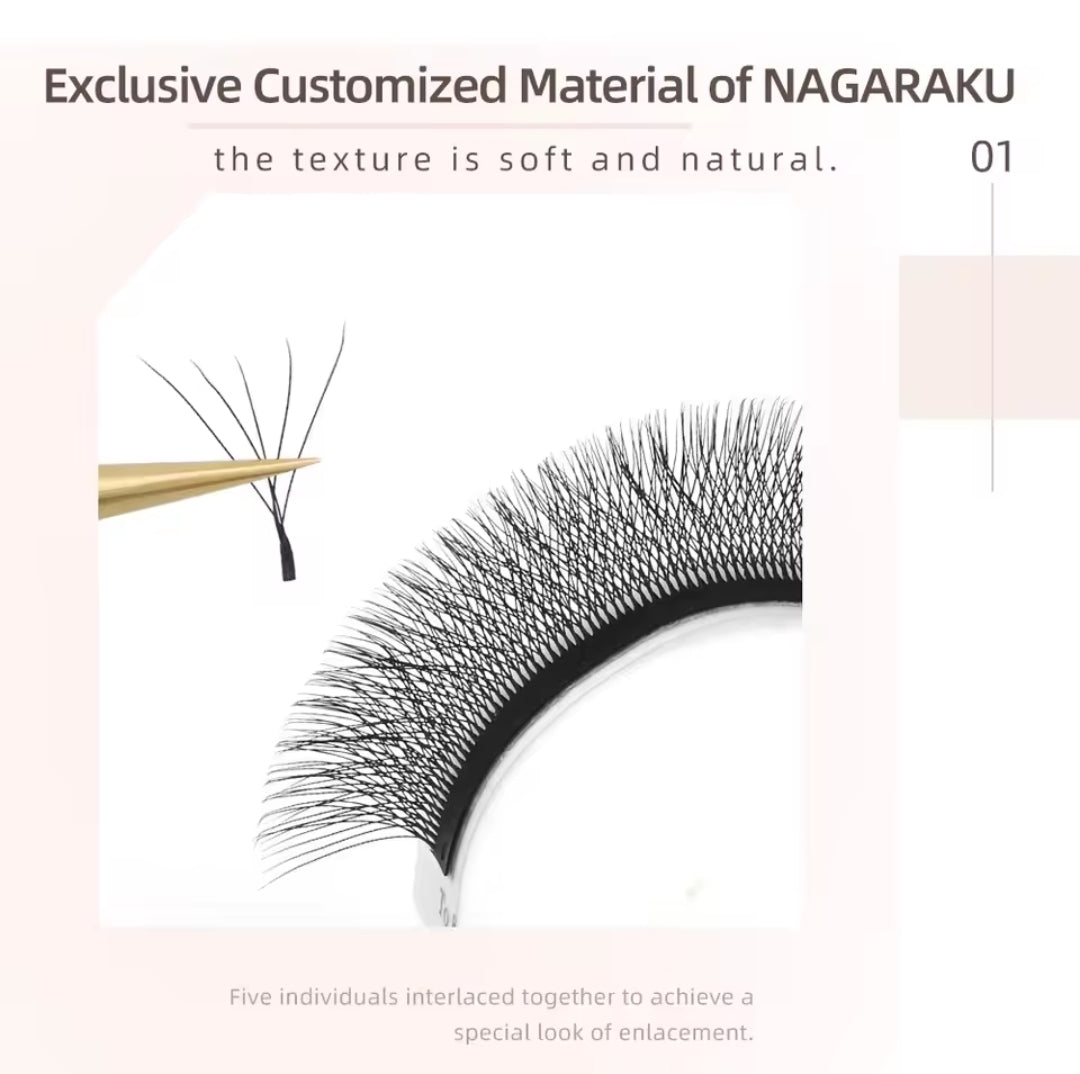 Nagaraku 3D/4D/5D Fibras tecnológicas 0.07mm L o LU 8-15 mix (extensiones)