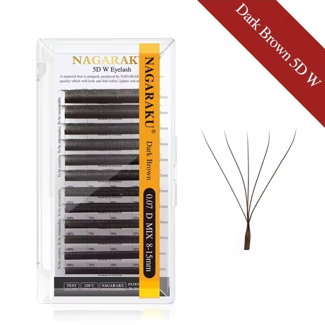 Nagaraku 3D/4D/5D Dark Brown o Brown (Cafe) Fibras tecnológicas 0.07mm 8-15 mix (extensiones)