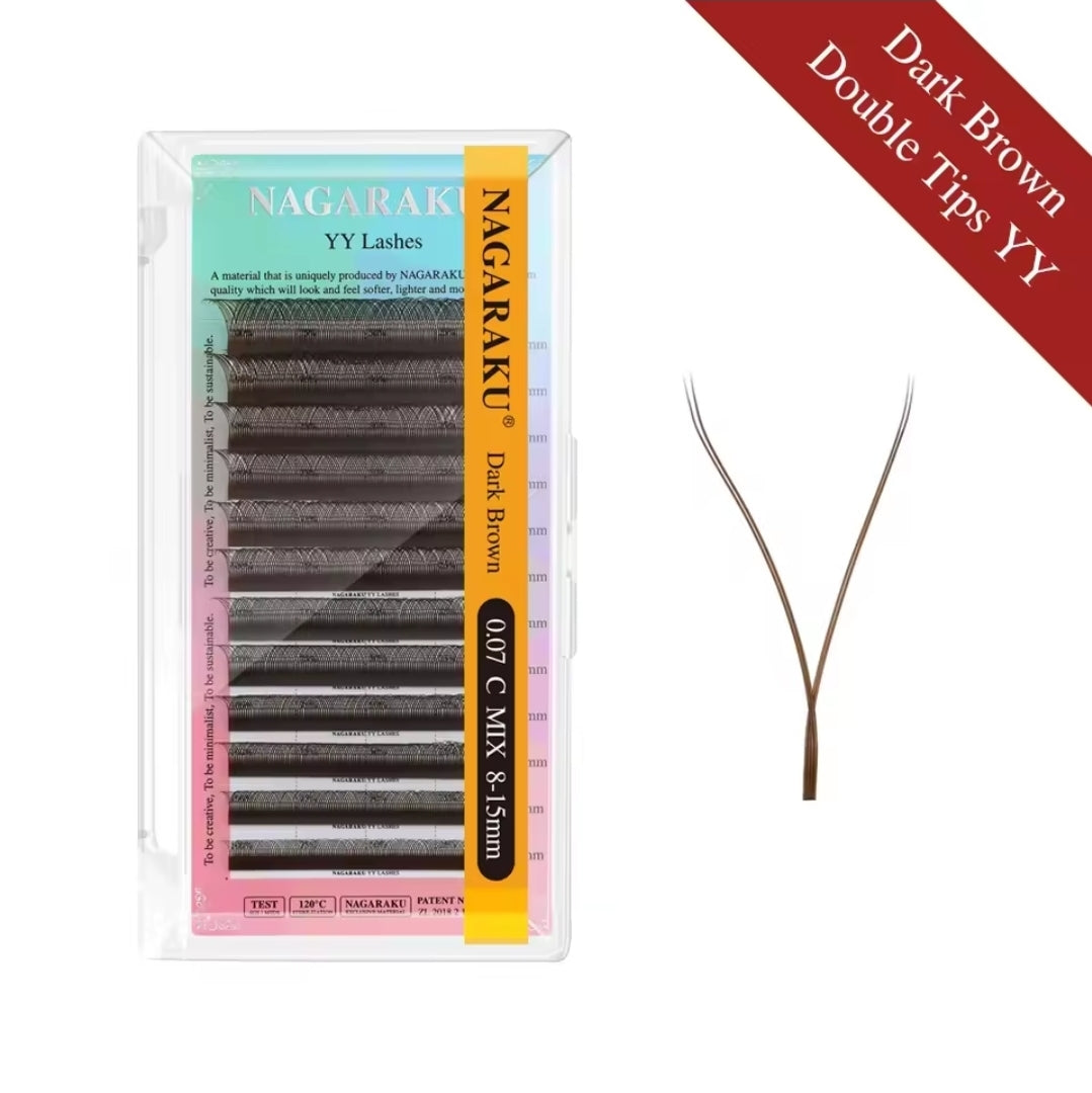 Nagaraku 3D/4D/5D Dark Brown o Brown (Cafe) Fibras tecnológicas 0.07mm 8-15 mix (extensiones)