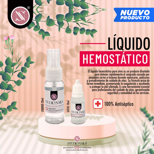 STUDIO NAILS | Líquido Hemostático para Uñas 100% Antiséptico – Control de Sangrado Profesional para Manicure y Pedicure