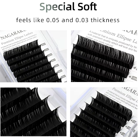 Extensiones Nagaraku Premium Elipse Lashes o Flat (cola de sirena)