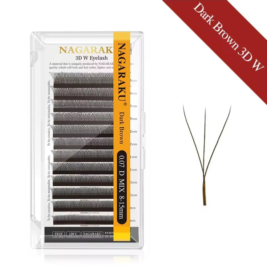 Nagaraku 3D/4D/5D Dark Brown o Brown (Cafe) Fibras tecnológicas 0.07mm 8-15 mix (extensiones)