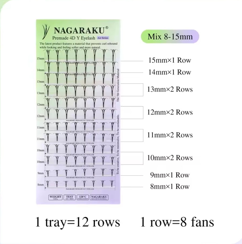 Blister nagaraku 4D forma Y, D, 0.07 mm 8-15 mm (extensiones)